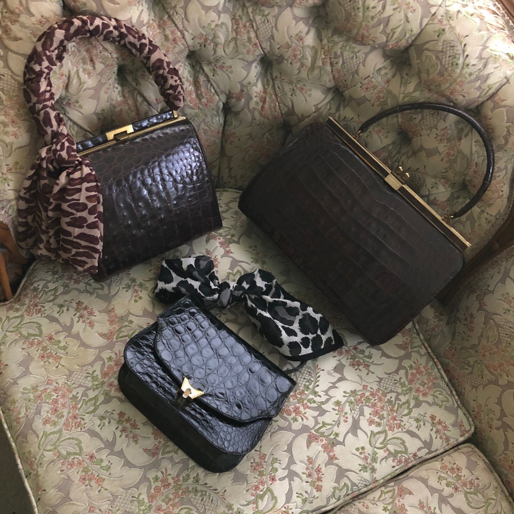 Three Real Vintage Alligator Purses From The Lady Violette Vintage Handbag Collection 